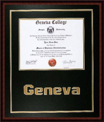 Geneva College Diploma Frame