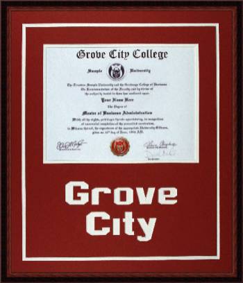 Grove City College Diploma Frame