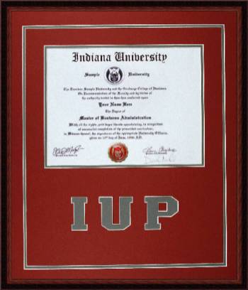 Indiana University of Pa (IUP) Diploma Frame