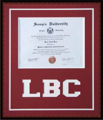 Lancaster Bible College Diploma Frame