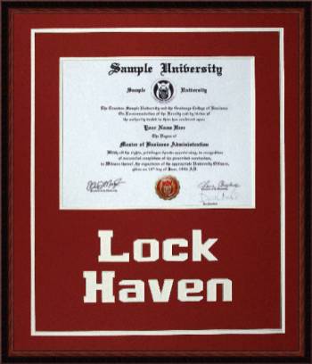 Lock Haven University Diploma Frame