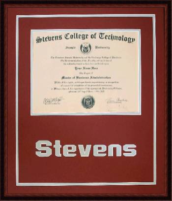 Stevens College of Technology Diploma Frame