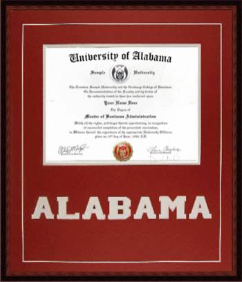 University of Alabama Diploma Frame